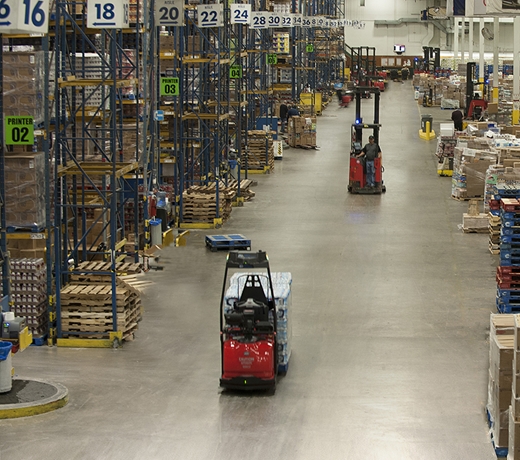 Raymond Courier Automated Lift Truck in Warehouse