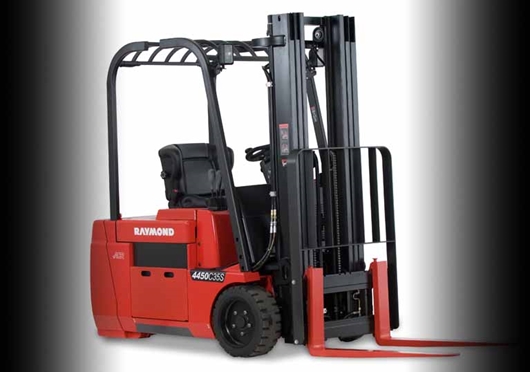 Raymond 4450 Sit Down Counterbalanced Forklift with easy battery removal from both sides