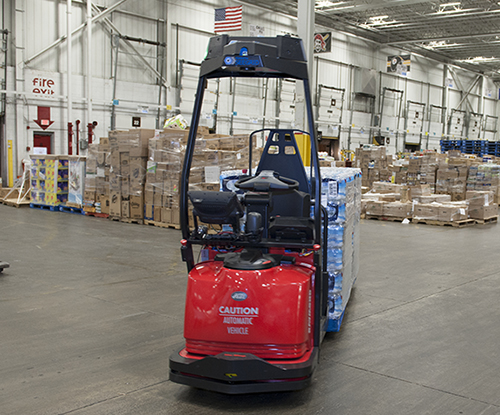 Raymond Courier Automatic Forklift in Warehouse operation